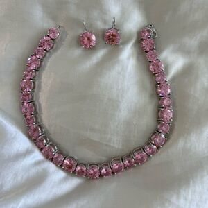 Elegant Pink Crystal Jewelry Set